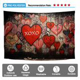 Allenjoy Valentine's Day Graffiti Photography Backdrop Colorful Hearts Wall Mural Photoshoot Background