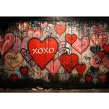 Allenjoy Valentine's Day Graffiti Photography Backdrop Colorful Hearts Wall Mural Photoshoot Background