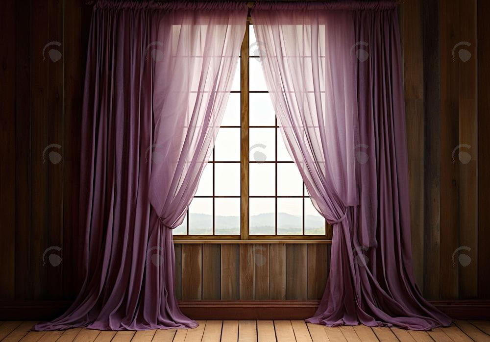Purple Barn Curtain Window Photography Backdrop