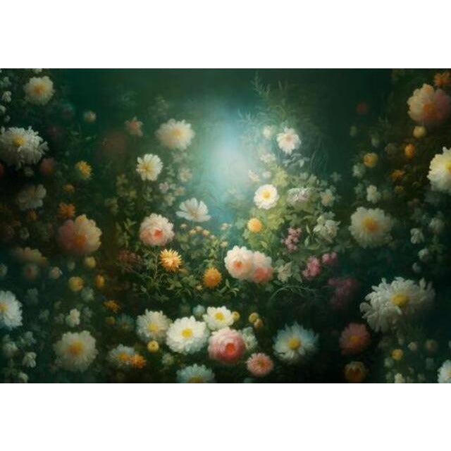 Allenjoy Abstract Floral Cosmos Painting Flower Meadow Spring Secret Garden Photoshoot Background Studio Props