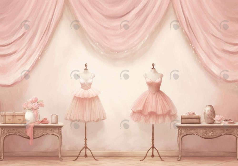 Pink Ballet Dancer Room Backdrop
