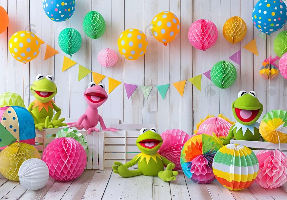 Frog Toy Party Decorations Backdrop