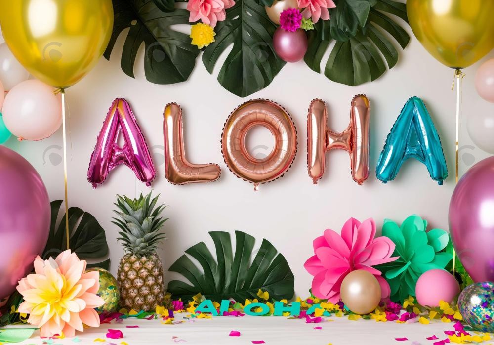 Hawaii Aloha Tropical Party Backdrop
