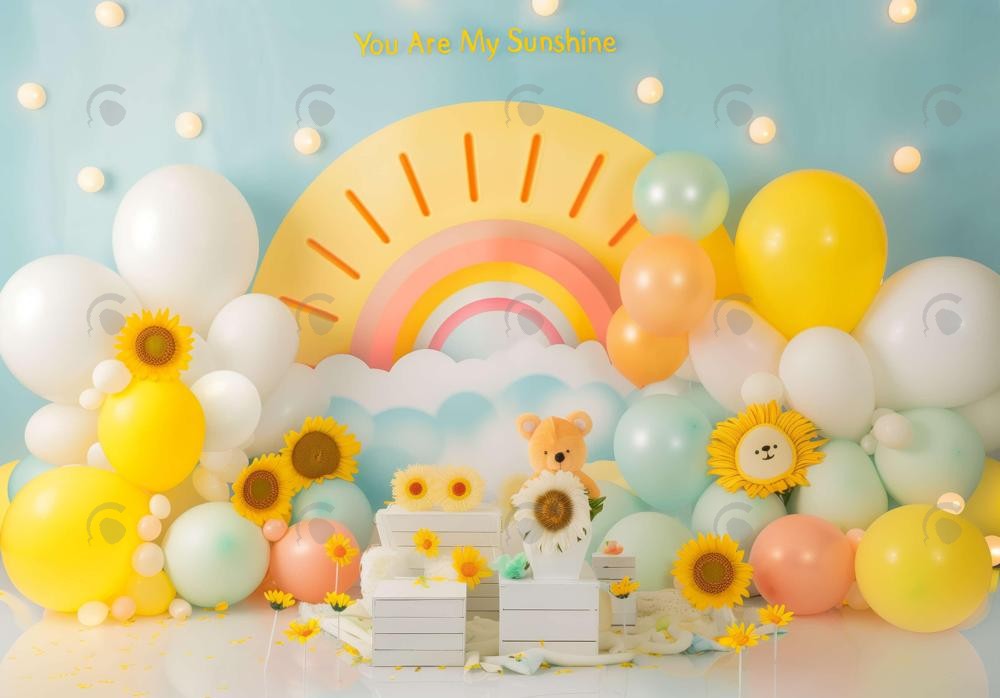 My Sunshine Sunflower Balloons Backdrop