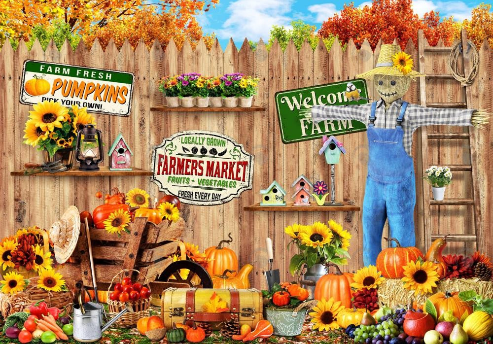 Autumn Farm Harvest Garden Backdrop