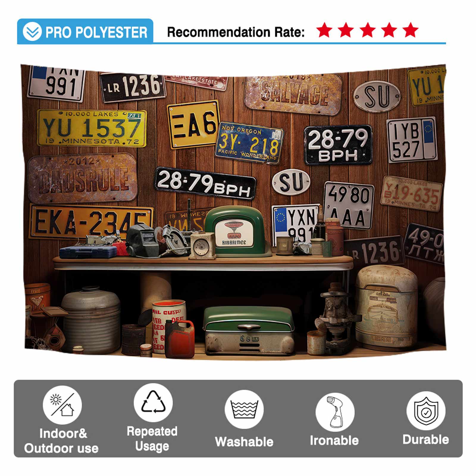 Allenjoy Garage Wall Photography Background Father's Day Car Mechanic Workstyle Portraits Photo Booth Backdrop