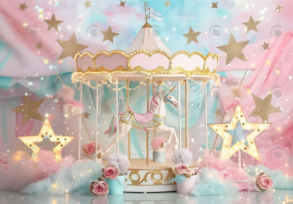 Magical Carousel Unicorn Backdrop
