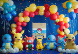 Cartoon Toys Blue Birthday Backdrop