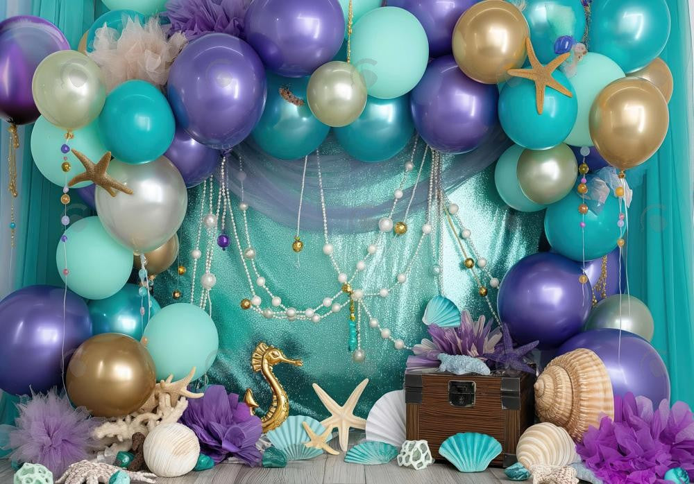 Under the Sea Shell Pearl Mermaid Backdrop