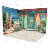 Allenjoy Backdrop Christmas In July Surfs Up Santa Room Set GBSX-99694&GBSX-99696&YM8C-B0489