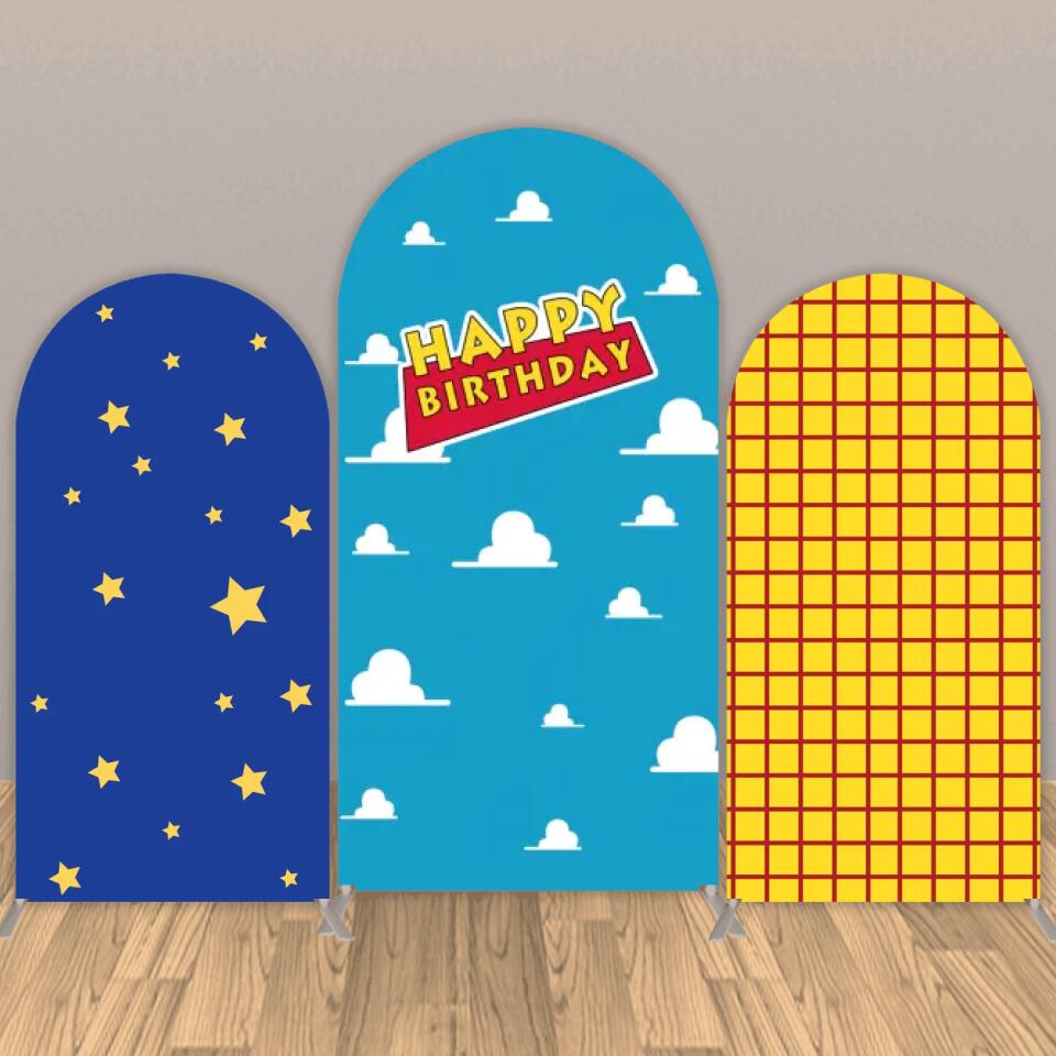 Allenjoy Cartoon Story Cowboy Birthday Custom Arched Wall Backdrop - Allenjoystudio