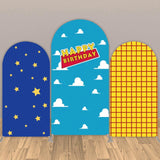 Allenjoy Cartoon Story Cowboy Birthday Custom Arched Wall Backdrop