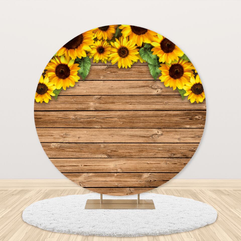 Allenjoy Wood Round Cover Backdrop, Rustic Wood Circle Fabric Cover - Allenjoystudio