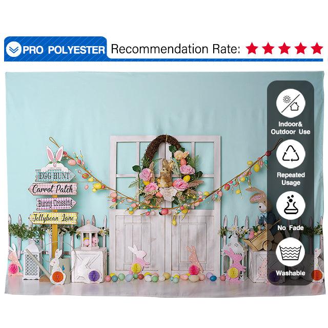 Allenjoy Easter Spring White Wood Door Eggs Bunny for Kid's Photography Photoshoot - Allenjoystudio