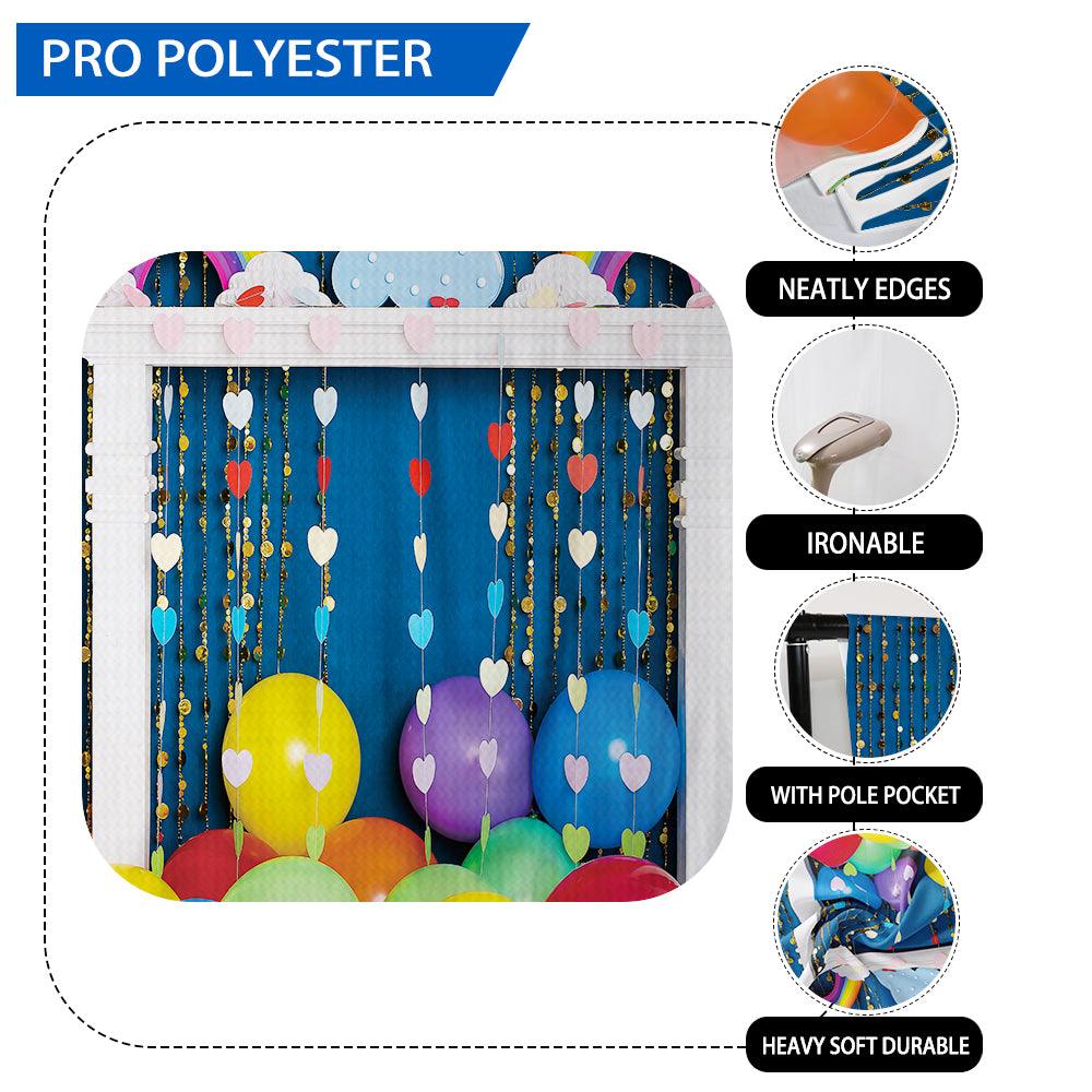 Allenjoy Rainbow Cloud Blue Backdrop with Balloons for Children Birthday - Allenjoystudio