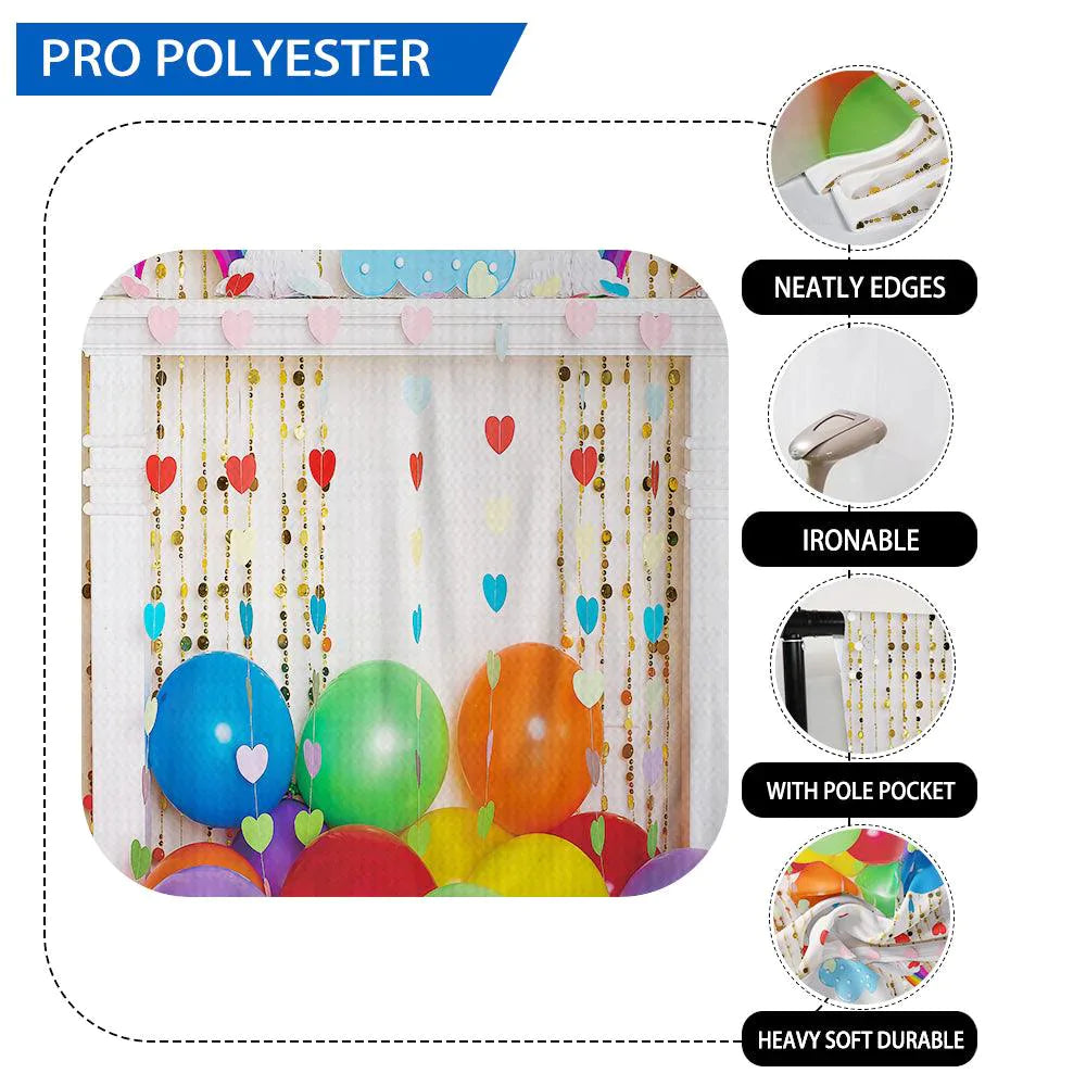 Allenjoy Rainbow Cloud Beige Backdrop with Balloons for Children - Allenjoystudio