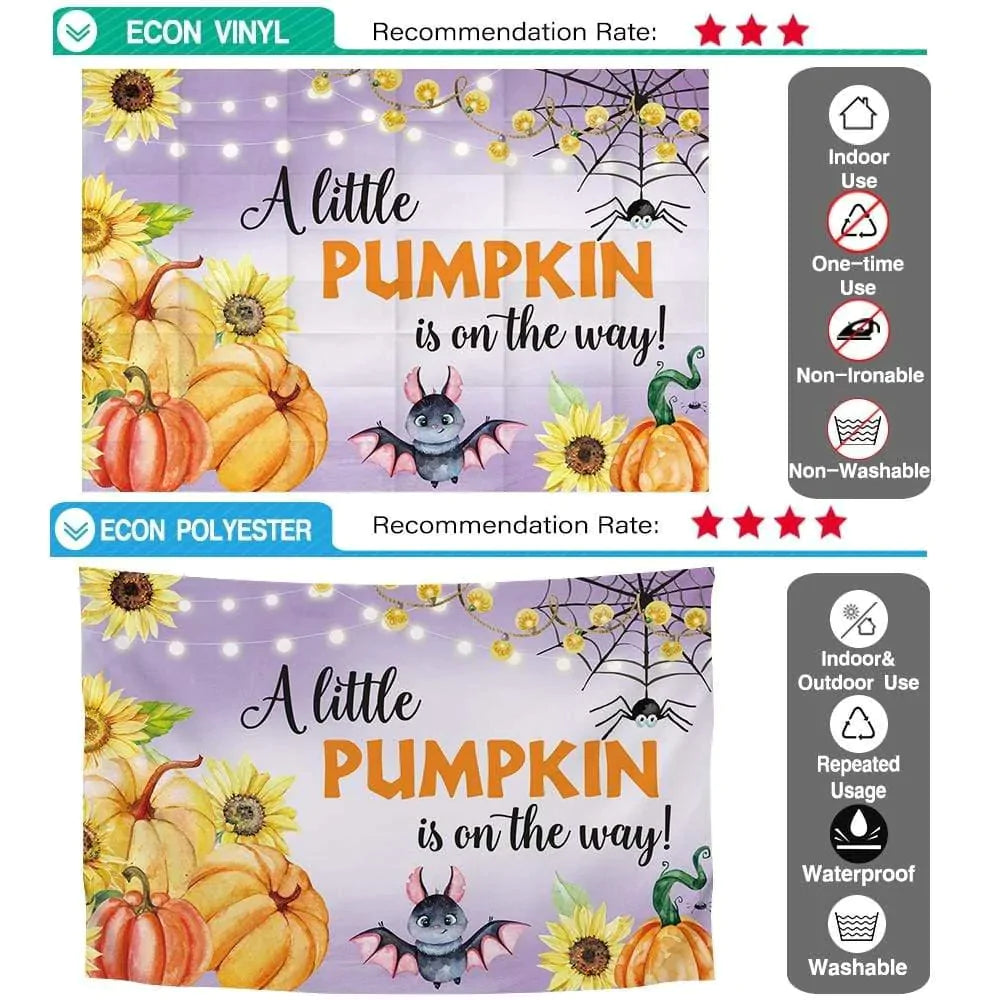 Allenjoy A little pumpkin is one the way Halloween Backdrop for Baby Shower - Allenjoystudio