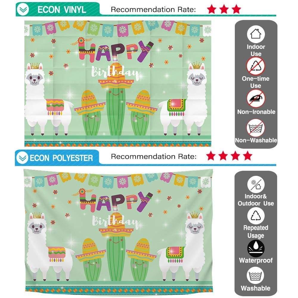Allenjoy Alpaca Crown Cactus Glitter Happy Birthday Backdrop - Allenjoystudio