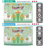 Allenjoy Alpaca Crown Cactus Glitter Happy Birthday Backdrop - Allenjoystudio
