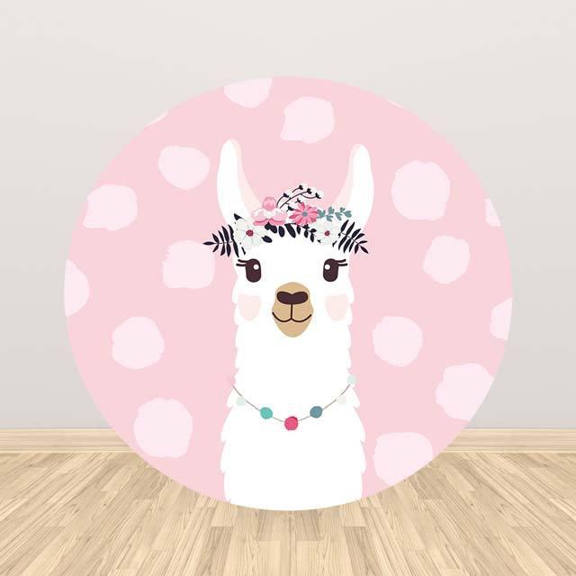 Allenjoy Alpaca Pink Round Backdrop - Allenjoystudio