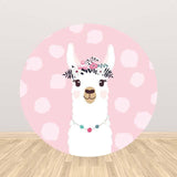 Allenjoy Alpaca Pink Round Backdrop