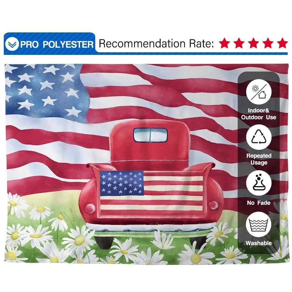 Allenjoy American flag Car Meadow Flower for July of 4th Independence Day - Allenjoystudio