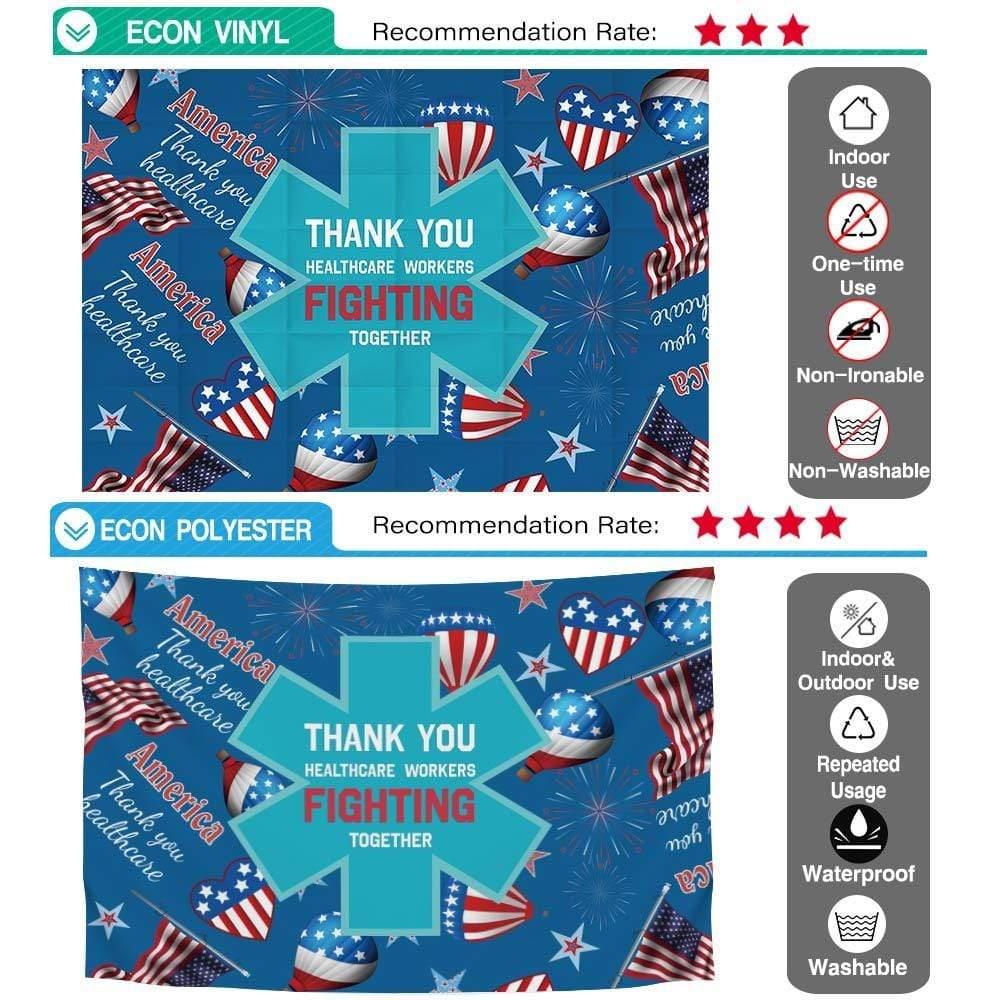 Allenjoy American Flag Fireworks Backdrop Thank you Healthcare Workers Fighting Together - Allenjoystudio