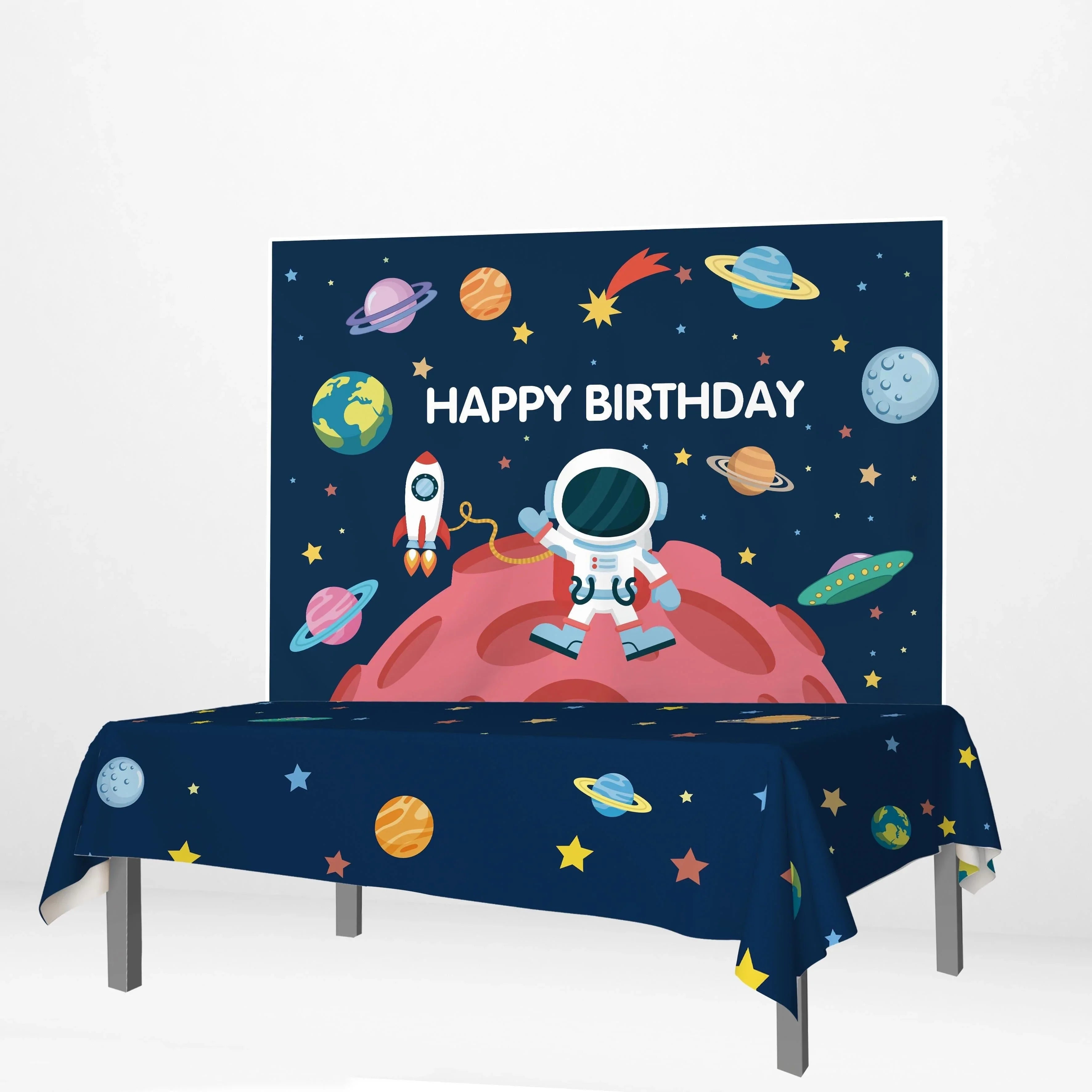 Allenjoy Astronaut Outer Space Backdrop Tablecloth - Allenjoystudio
