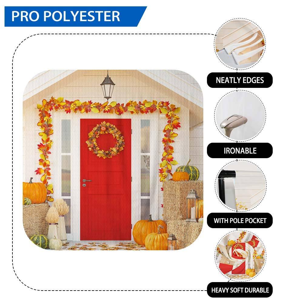 Allenjoy Pumpkin Haystack Potted White Wood House Backdrop for Thanksgiving Day - Allenjoystudio
