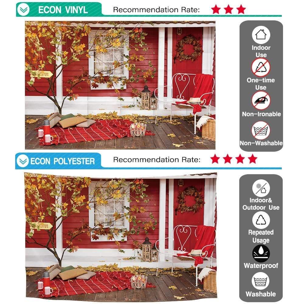Autumn Picnic Terrace Red Plaid Basket Courtyard Backdrop - Allenjoystudio