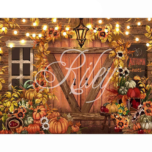 Allenjoy Autumn Kuraya Door Pumpkin Backdrop Hand-Painted for