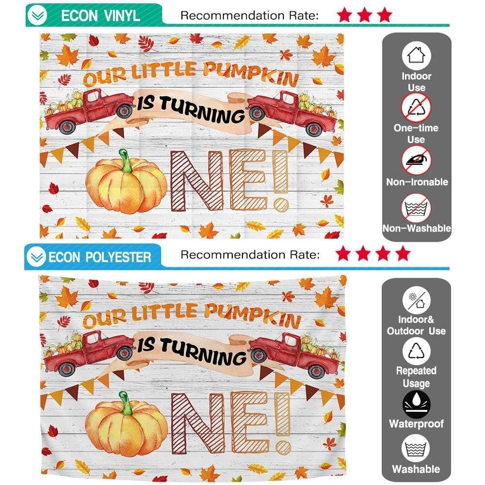 Allenjoy Autumn Our Little Pumpkin is Turning One White Wood Backdrop - Allenjoystudio