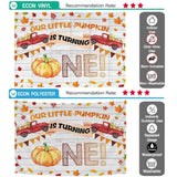 Allenjoy Autumn Our Little Pumpkin is Turning One White Wood Backdrop - Allenjoystudio