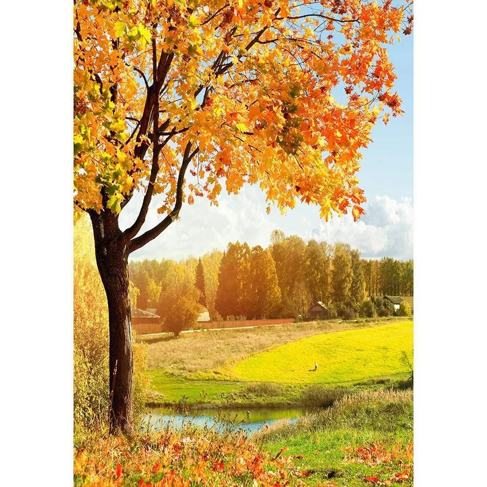 Allenjoy Autumn Forest Grass River Natural Photography Backdrop - Allenjoystudio