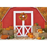 Allenjoy Autumn Red Wood Houes Pumpkin Farm Harvest Backdrop - Allenjoystudio