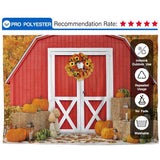 Allenjoy Autumn Red Wood Houes Pumpkin Farm Harvest Backdrop - Allenjoystudio