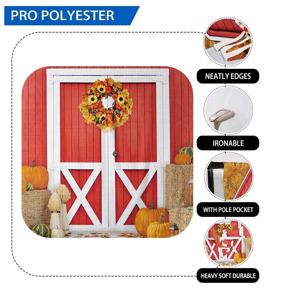 Allenjoy Autumn Red Wood Houes Pumpkin Farm Harvest Backdrop - Allenjoystudio