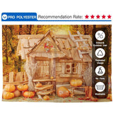 Allenjoy Autumn Pumpkin Wooden House Backdrop in Forest Backdrop - Allenjoystudio