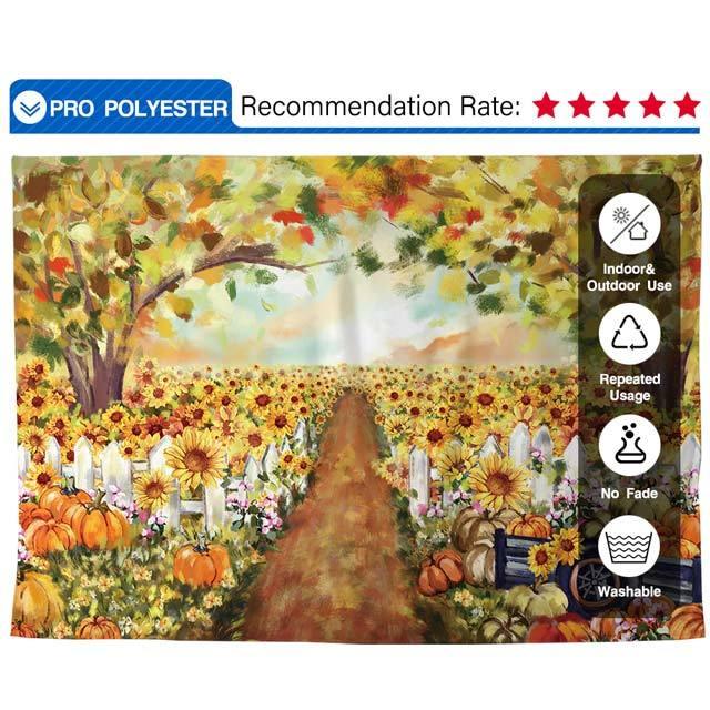 Allenjoy Autumn Sunflower Red Pickup Truck Harvest Hand-Painted Backdrop - Allenjoystudio
