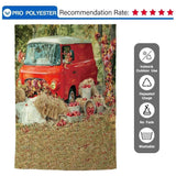 Allenjoy Fall Harvest Red Car Maple leaves Floor Backdrop for Kids - Allenjoystudio