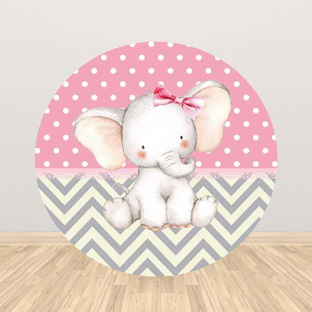 Allenjoy Baby Elephant Wave and Dots Round Backdrop - Allenjoystudio