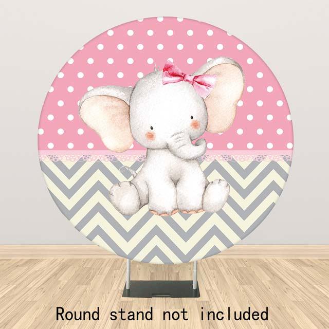 Allenjoy Baby Elephant Wave and Dots Round Backdrop - Allenjoystudio