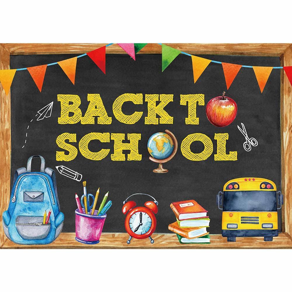 Allenjoy Back to School Bus Pencil Chalkboard Backdrop - Allenjoystudio