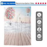 Allenjoy Backdrop 2019 Air Ballon Rainbow Tower Rosy Clouds Childen Travel Backgound - Allenjoystudio