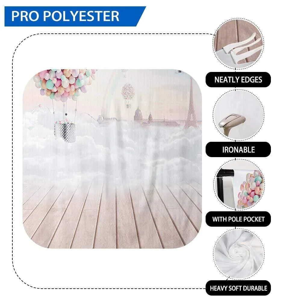 Allenjoy Backdrop 2019 Air Ballon Rainbow Tower Rosy Clouds Childen Travel Backgound - Allenjoystudio