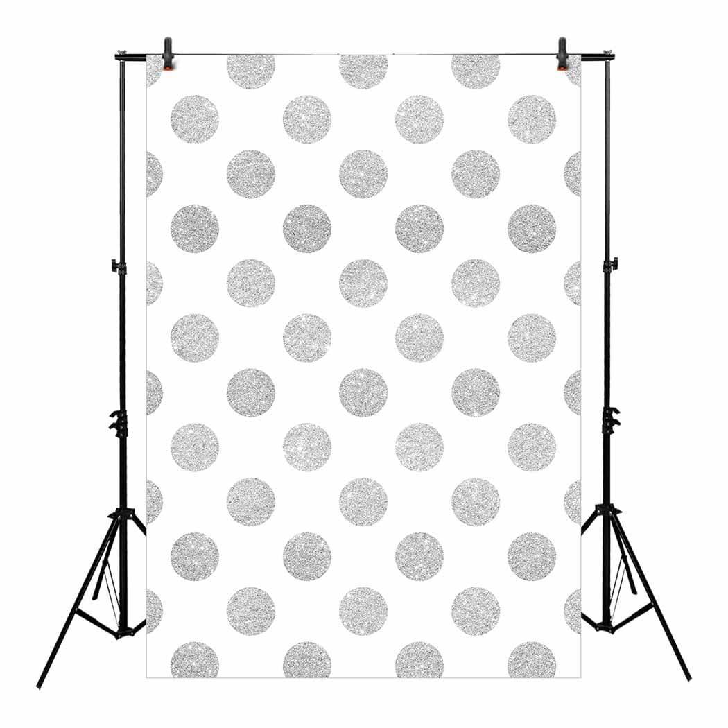 Allenjoy Backdrop Background of White Backdrop with Silver Sequin Dots Dropback - Allenjoystudio