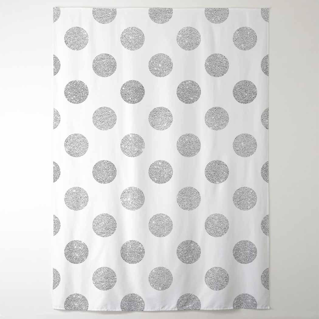 Allenjoy Backdrop Background of White Backdrop with Silver Sequin Dots Dropback - Allenjoystudio