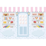 Allenjoy Candy Store Ice Cream Blue Birthday Backdrop
