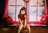 Allenjoy Christmas Bay Window Red Curtain Winter Snowy Backdrop - Allenjoystudio