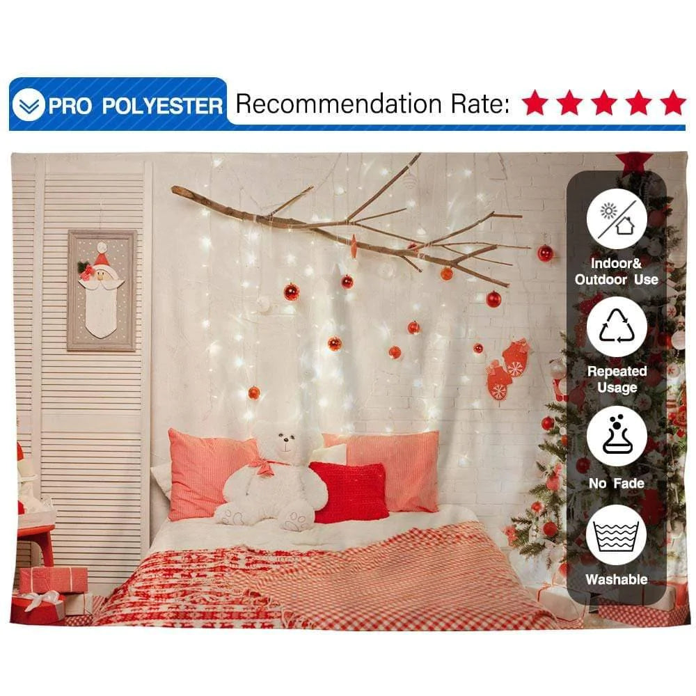 Allenjoy Christmas Bedroom Tree Bear Indoor Backdrop - Allenjoystudio
